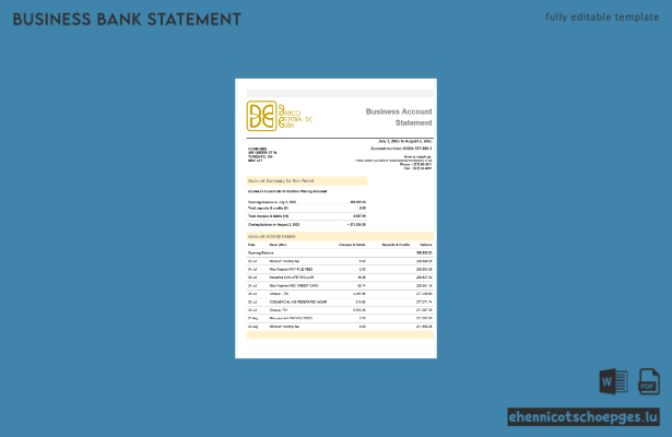 Beispielansicht eines Kontoauszugs der Banco Central de Cuba (Word- und PDF-Format)
